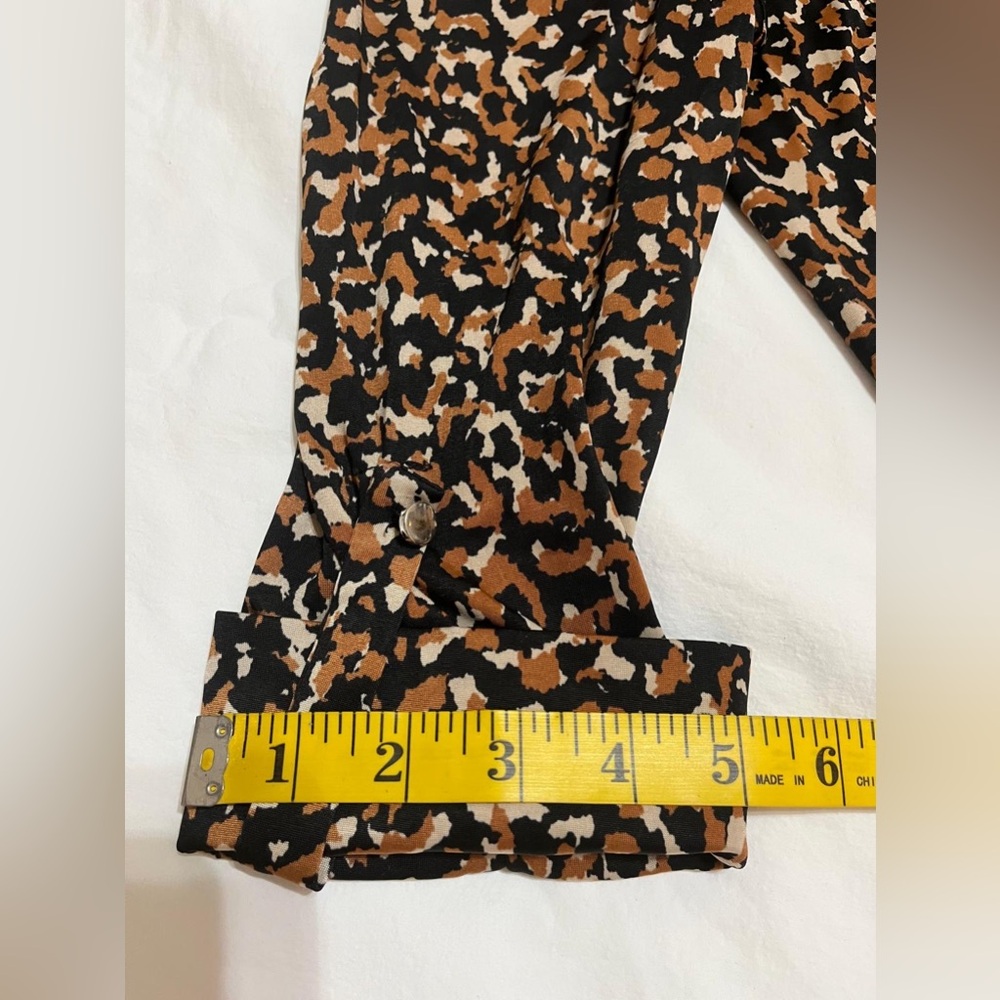 (26) Cocomo Petite Blouse with Black and Brown Pattern - Picture 9 of 15
